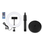 Anneau lumineux LED RGBW PULUZ 20 cm 7,9 pouces + base ronde de bureau, lumière LED à double température de couleur dimmable, anneau lumineux incurvé pour vlogging, selfie, photographie et vidéo avec pince pour téléphone, 7,9 pouces + support rond