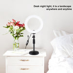 Anneau lumineux LED RGBW PULUZ 20 cm 7,9 pouces + base ronde de bureau, lumière LED à double température de couleur dimmable, anneau lumineux incurvé pour vlogging, selfie, photographie et vidéo avec pince pour téléphone, 7,9 pouces + support rond