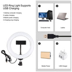 Anneau lumineux LED RGBW PULUZ 20 cm 7,9 pouces + base ronde de bureau, lumière LED à double température de couleur dimmable, anneau lumineux incurvé pour vlogging, selfie, photographie et vidéo avec pince pour téléphone, 7,9 pouces + support rond