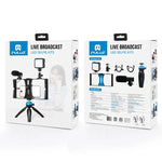 Kit d'éclairage LED 4 en 1 PULUZ pour vlogging, diffusion en direct et selfies, avec microphone, trépied et griffe porte-accessoires, compatible iPhone, Galaxy, Huawei, Xiaomi, HTC, LG, Google et autres smartphones.