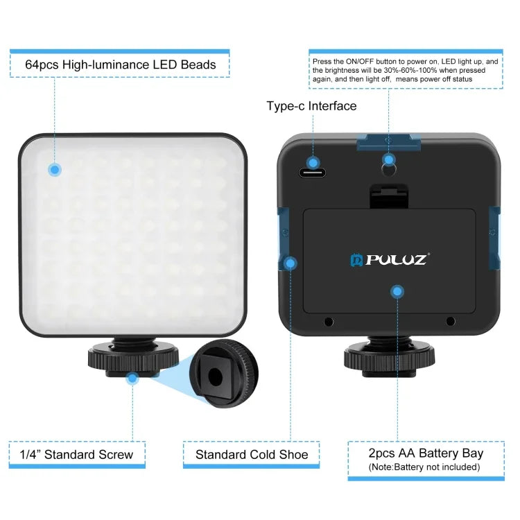Kit d'éclairage LED 4 en 1 PULUZ pour vlogging, diffusion en direct et selfies, avec microphone, trépied et griffe porte-accessoires, compatible iPhone, Galaxy, Huawei, Xiaomi, HTC, LG, Google et autres smartphones.