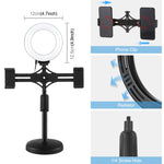 Kit d'éclairage vidéo PULUZ 12 cm (4,7 pouces) avec anneau lumineux, supports doubles horizontaux pour téléphone, support de bureau, supports horizontaux 4,7 pouces