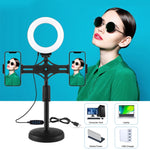 Kit d'éclairage vidéo PULUZ 12 cm (4,7 pouces) avec anneau lumineux, supports doubles horizontaux pour téléphone, support de bureau, supports horizontaux 4,7 pouces