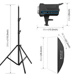 Kit d'éclairage stroboscopique de studio photo PULUZ 120W avec softbox réflecteur & trépied, kit lumière rectangulaire 120W 2700K-6500K prise EU, kit lumière rectangulaire 120W 2700K-6500K prise UK, kit lumière rectangulaire 120W 2700K-6500K prise US