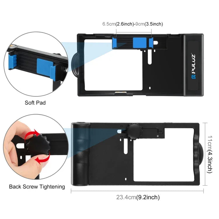 Kit vidéo 4 en 1 PULUZ pour smartphones (iPhone, Galaxy, Huawei, Xiaomi, HTC, LG, Google, etc.) avec microphone, trépied et griffe porte-accessoires. Compatible avec iPhone, Galaxy, Huawei, Xiaomi, HTC, LG, Google et autres.