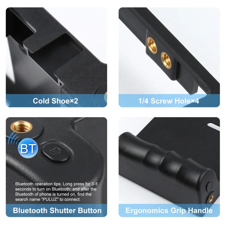 Kit vidéo 4 en 1 PULUZ pour smartphones (iPhone, Galaxy, Huawei, Xiaomi, HTC, LG, Google, etc.) avec microphone, trépied et griffe porte-accessoires. Compatible avec iPhone, Galaxy, Huawei, Xiaomi, HTC, LG, Google et autres.