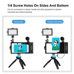Kit vidéo 4 en 1 PULUZ pour smartphones (iPhone, Galaxy, Huawei, Xiaomi, HTC, LG, Google, etc.) avec microphone, trépied et griffe porte-accessoires. Compatible avec iPhone, Galaxy, Huawei, Xiaomi, HTC, LG, Google et autres.