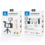Kit vidéo 4 en 1 PULUZ pour smartphones (iPhone, Galaxy, Huawei, Xiaomi, HTC, LG, Google, etc.) avec microphone, trépied et griffe porte-accessoires. Compatible avec iPhone, Galaxy, Huawei, Xiaomi, HTC, LG, Google et autres.
