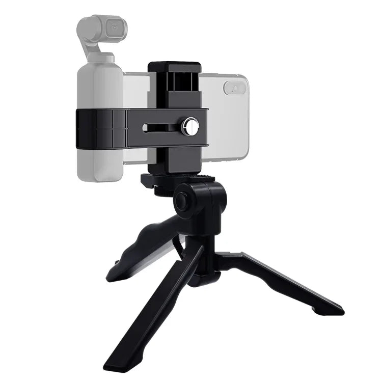 Support de fixation pour smartphone PULUZ, fixation 1/4 pouce, support de montage + trépied pliable pour DJI OSMO Pocket / Pocket 2, pince + trépied
