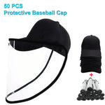 50 PCS Casquette de Baseball Masque de Protection Anti-Salive, Anti-Postillon, Anti-Buée, Anti-Huile avec Visière Amovible, Lot de 50 Casquettes Masques, 50 PCS Casquettes Masques/Rouge