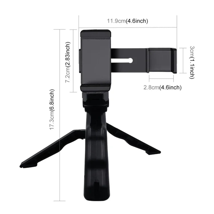 Support de fixation pour smartphone PULUZ, fixation 1/4 pouce, support de montage + trépied pliable pour DJI OSMO Pocket / Pocket 2, pince + trépied