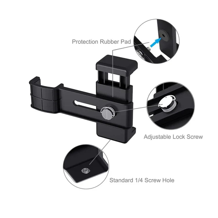 Support de fixation pour smartphone PULUZ, fixation 1/4 pouce, support de montage + trépied pliable pour DJI OSMO Pocket / Pocket 2, pince + trépied