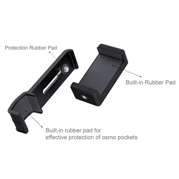 Support de fixation pour smartphone PULUZ, fixation 1/4 pouce, support de montage + trépied pliable pour DJI OSMO Pocket / Pocket 2, pince + trépied