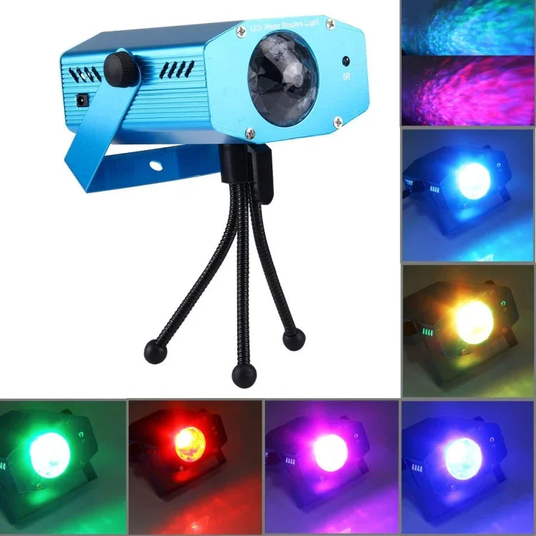 Projecteur mini vague d'eau RGB 3W x 3 avec télécommande, prise EU, prise EU