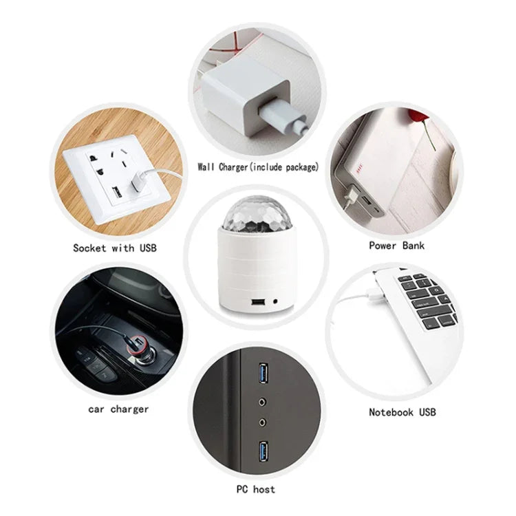 Lampe de scène boule magique en cristal USB Bluetooth avec télécommande