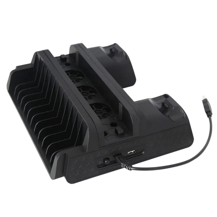 DOBE TP4-882 3 en 1 : Ventilateur de refroidissement pour console de jeux + emplacements de rangement pour jeux + station de charge pour manettes de jeu Sony PS4 / PS4 Pro / PS4 Slim.