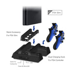 DOBE TP4-882 3 en 1 : Ventilateur de refroidissement pour console de jeux + emplacements de rangement pour jeux + station de charge pour manettes de jeu Sony PS4 / PS4 Pro / PS4 Slim.