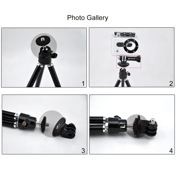 Adaptateur de fixation pour trépied PULUZ pour caméras d'action sportives PULUZ, fixation à pince flexible Jaws pour GoPro, Insta360, DJI et autres caméras d'action, fixation pour trépied (matériau PVC)