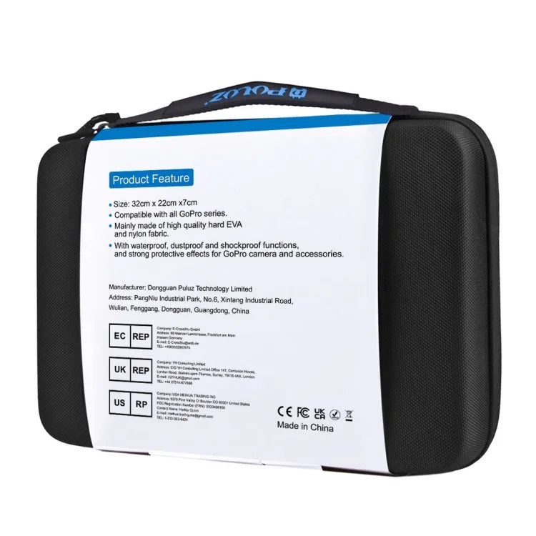 Étui de transport étanche PULUZ pour GoPro, Insta360, DJI et autres caméras d'action, grand format : 32 cm x 22 cm x 7 cm.