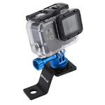 Support de fixation PULUZ en alliage d'aluminium pour moto avec adaptateur pour trépied et vis pour GoPro, Insta360, DJI et autres caméras d'action, Fixe 2 (noir), Fixe 2 (argent), Fixe 2 (rouge), Fixe 2 (bleu), Fixe 2 (or)
