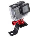 Support de fixation PULUZ en alliage d'aluminium pour moto avec adaptateur pour trépied et vis pour GoPro, Insta360, DJI et autres caméras d'action, Fixe 2 (noir), Fixe 2 (argent), Fixe 2 (rouge), Fixe 2 (bleu), Fixe 2 (or)