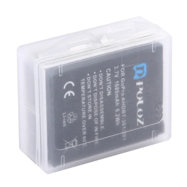 Boîte de rangement transparente en plastique rigide PULUZ pour batterie GoPro HERO4, AHDBT-301/201, AHDBT-401