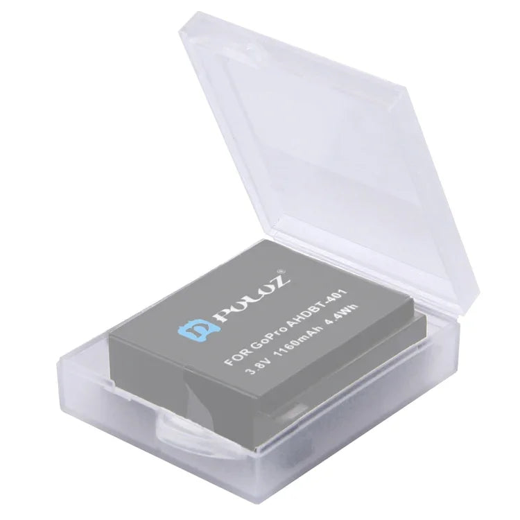 Boîte de rangement transparente en plastique rigide PULUZ pour batterie GoPro HERO4, AHDBT-301/201, AHDBT-401