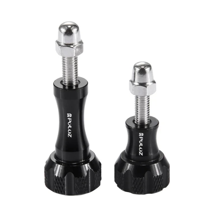 PULUZ Kit de vis et écrous en acier inoxydable avec bouton moleté en aluminium CNC pour GoPro, Insta360, DJI et autres caméras d'action : 2 vis noires (aluminium), 2 vis dorées (aluminium), 2 vis bleues (aluminium), 2 vis rouges (aluminium).