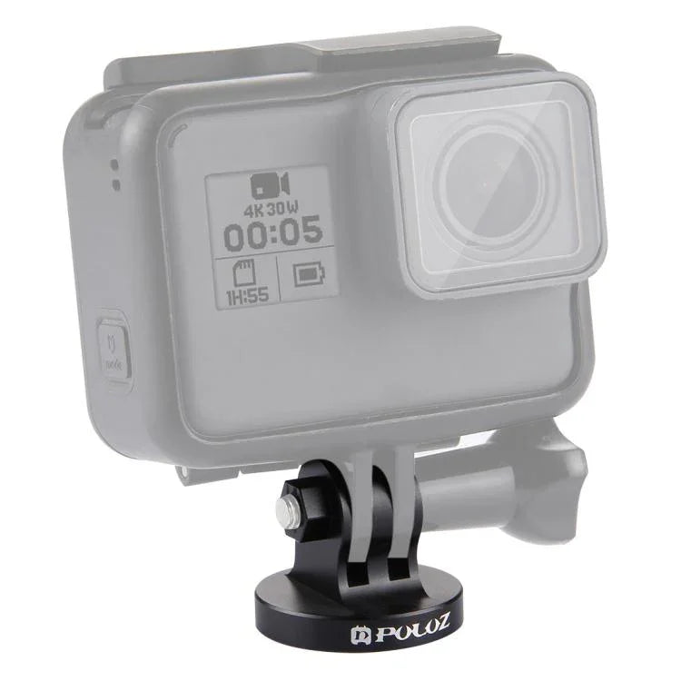 Adaptateur de trépied PULUZ à filetage 1/4 pouce, usiné CNC, compatible avec GoPro, Insta360, DJI et autres caméras d'action ; disponible en plusieurs couleurs : noir, or, bleu et rouge.