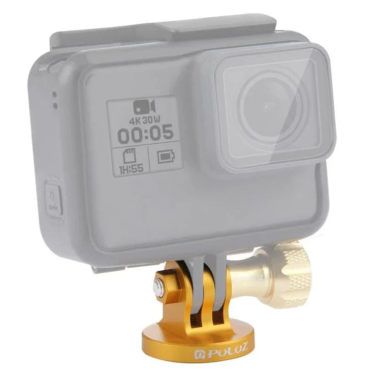Adaptateur de trépied PULUZ à filetage 1/4 pouce, usiné CNC, compatible avec GoPro, Insta360, DJI et autres caméras d'action ; disponible en plusieurs couleurs : noir, or, bleu et rouge.