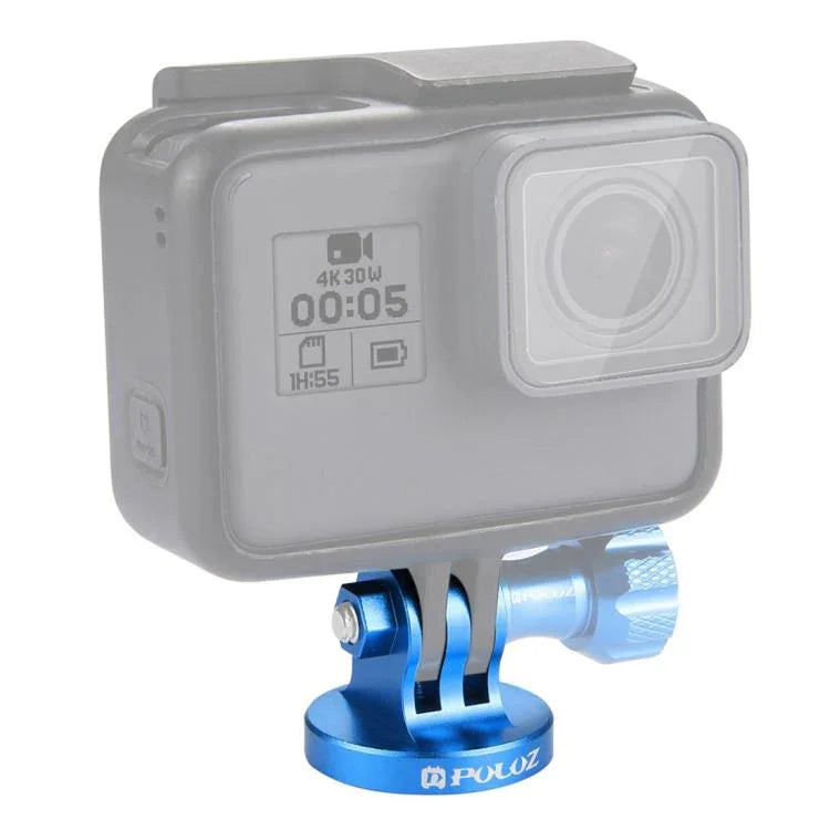 Adaptateur de trépied PULUZ à filetage 1/4 pouce, usiné CNC, compatible avec GoPro, Insta360, DJI et autres caméras d'action ; disponible en plusieurs couleurs : noir, or, bleu et rouge.
