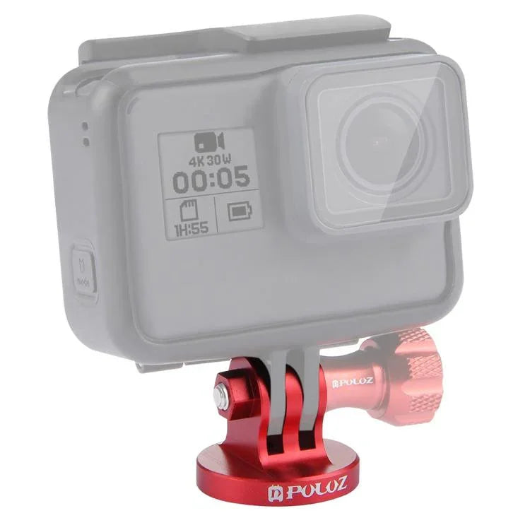 Adaptateur de trépied PULUZ à filetage 1/4 pouce, usiné CNC, compatible avec GoPro, Insta360, DJI et autres caméras d'action ; disponible en plusieurs couleurs : noir, or, bleu et rouge.