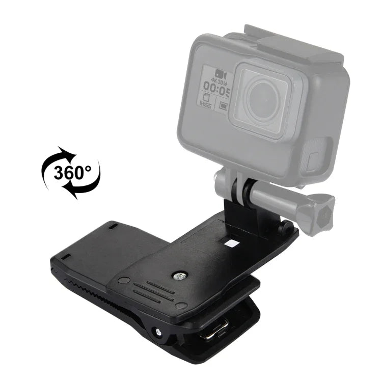 Support de fixation rapide PULUZ à 360° pour sac à dos ou chapeau, compatible avec GoPro, Insta360, DJI et autres caméras d'action.