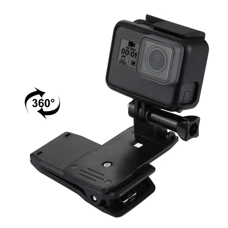 Support de fixation rapide PULUZ à 360° pour sac à dos ou chapeau, compatible avec GoPro, Insta360, DJI et autres caméras d'action.