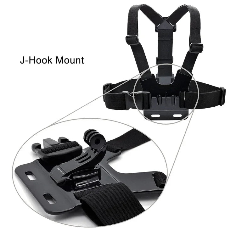 Support de fixation vertical PULUZ noir à boucle en J pour caméras d'action sportives PULUZ, compatible avec GoPro, Insta360, DJI et autres caméras d'action.