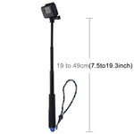 Monopode extensible portable PULUZ pour GoPro, Insta360, DJI et autres caméras d'action, longueur : 19-49 cm