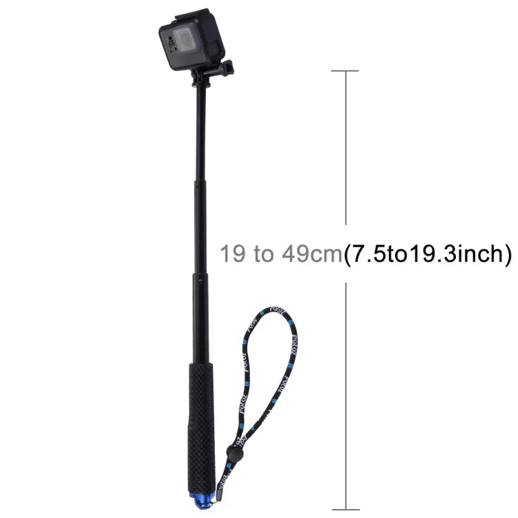 Monopode extensible portable PULUZ pour GoPro, Insta360, DJI et autres caméras d'action, longueur : 19-49 cm