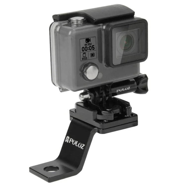 Support de fixation métallique PULUZ pour moto, compatible avec GoPro, Insta360, DJI et autres caméras d'action. Disponible en plusieurs couleurs : noir, argent, rouge, bleu et or.