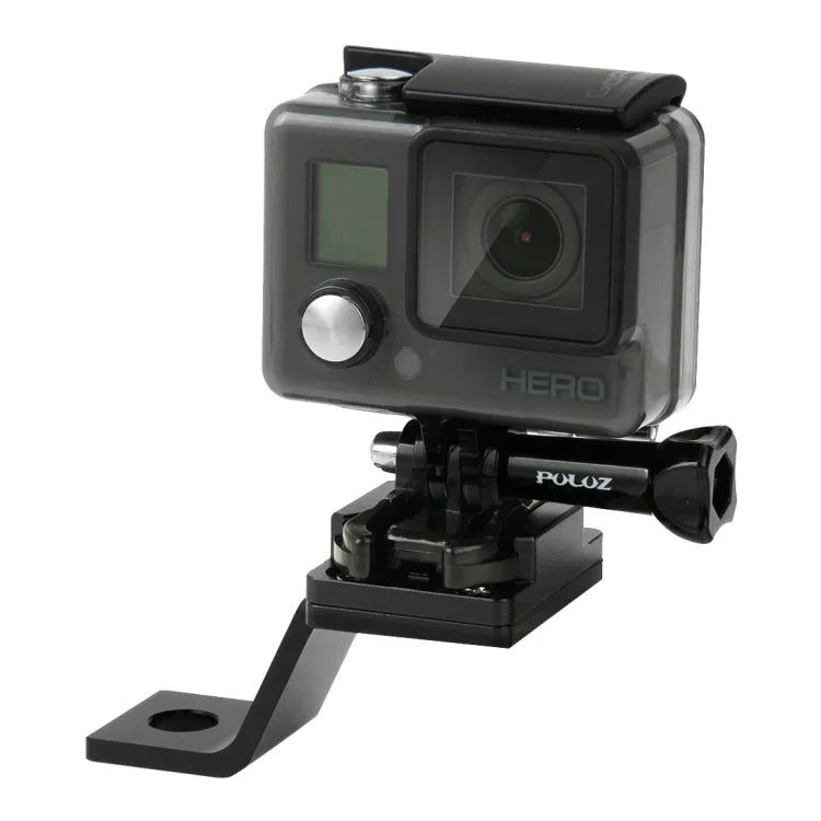 Support de fixation métallique PULUZ pour moto, compatible avec GoPro, Insta360, DJI et autres caméras d'action. Disponible en plusieurs couleurs : noir, argent, rouge, bleu et or.