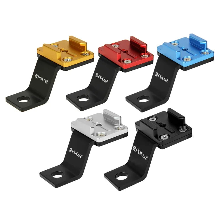 Support de fixation métallique PULUZ pour moto, compatible avec GoPro, Insta360, DJI et autres caméras d'action. Disponible en plusieurs couleurs : noir, argent, rouge, bleu et or.