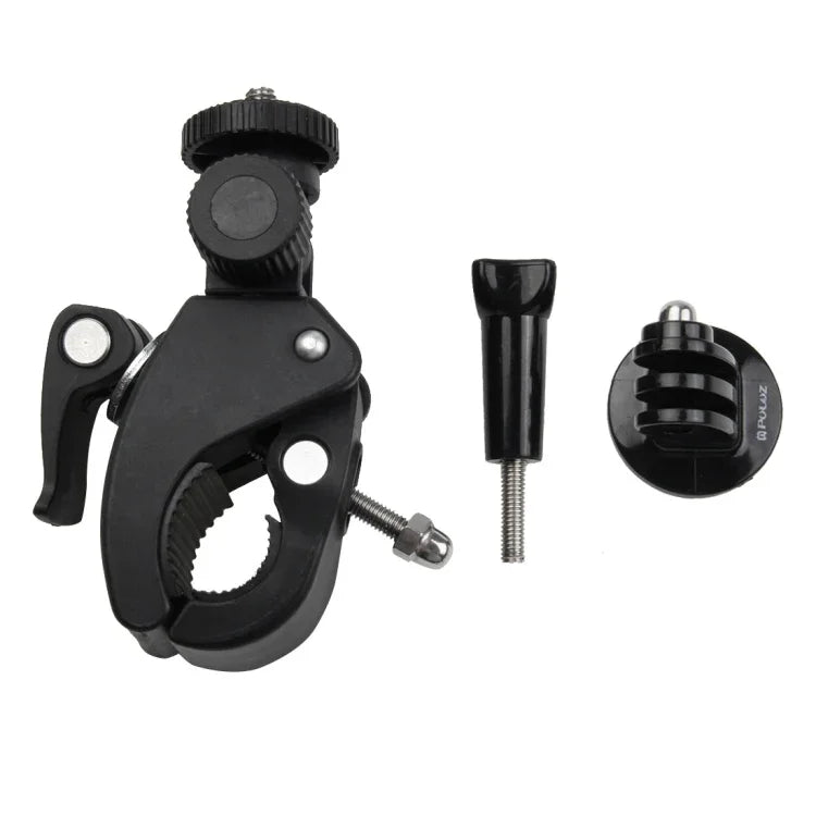 Support de guidon PULUZ pour moto et vélo avec fixation pour trépied et vis, compatible avec GoPro, Insta360, DJI et autres caméras d'action, support allongé