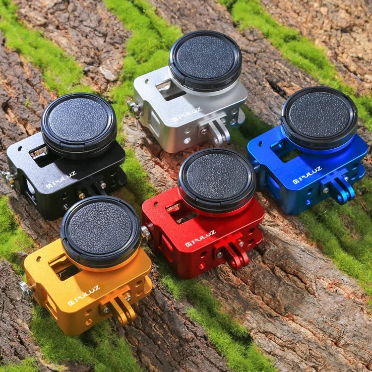 PULUZ Boîtier Coque en alliage d'aluminium CNC Cage de protection avec cadre d'assurance et objectif UV 52 mm pour GoPro HERO (2018) /7 Noir /6 /5, pour HERO6 /5 Cadre de traction, pour HERO5 Cadre de traction
