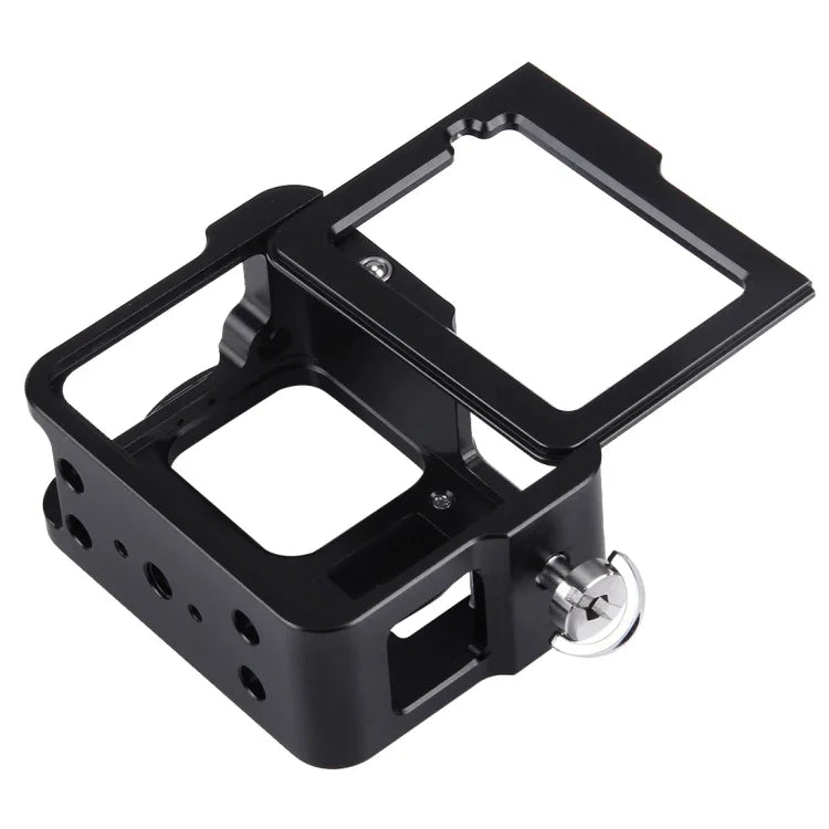 PULUZ Boîtier Coque en alliage d'aluminium CNC Cage de protection avec cadre d'assurance et objectif UV 52 mm pour GoPro HERO (2018) /7 Noir /6 /5, pour HERO6 /5 Cadre de traction, pour HERO5 Cadre de traction