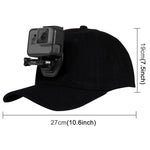 Casquette de baseball PULUZ avec fixation à boucle en J et vis pour GoPro, DJI OSMO Action et autres caméras d'action. Coloris : noir, rouge et bleu foncé.
