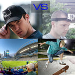 Casquette de baseball PULUZ avec fixation à boucle en J et vis pour GoPro, DJI OSMO Action et autres caméras d'action. Coloris : noir, rouge et bleu foncé.
