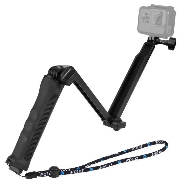 Trépied pliable PULUZ à 3 points d'appui avec perche à selfie et monopode extensible pour GoPro, Insta360 ONE R, DJI Osmo Action et autres caméras d'action, longueur : 20-58 cm