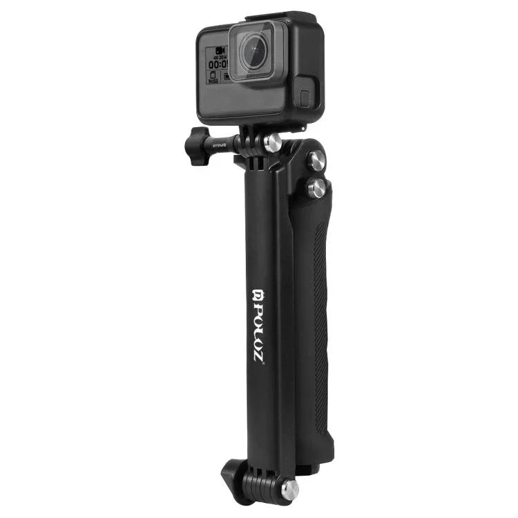 Trépied pliable PULUZ à 3 points d'appui avec perche à selfie et monopode extensible pour GoPro, Insta360 ONE R, DJI Osmo Action et autres caméras d'action, longueur : 20-58 cm