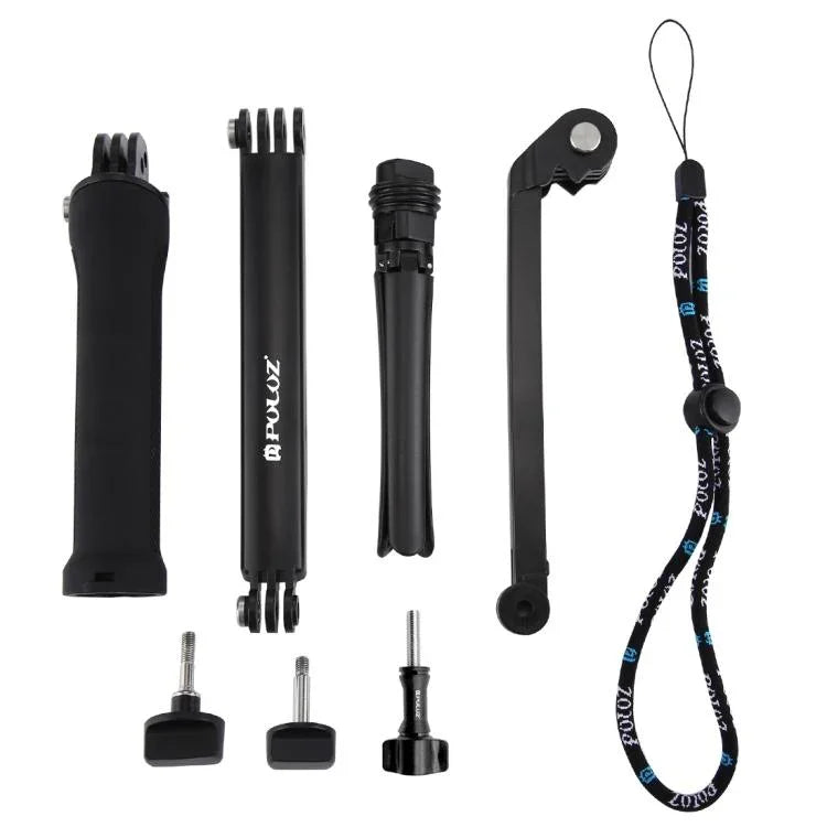Trépied pliable PULUZ à 3 points d'appui avec perche à selfie et monopode extensible pour GoPro, Insta360 ONE R, DJI Osmo Action et autres caméras d'action, longueur : 20-58 cm