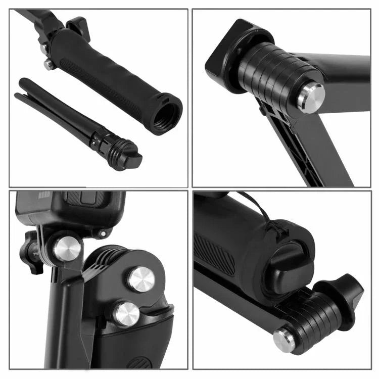 Trépied pliable PULUZ à 3 points d'appui avec perche à selfie et monopode extensible pour GoPro, Insta360 ONE R, DJI Osmo Action et autres caméras d'action, longueur : 20-58 cm
