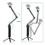 Trépied pliable PULUZ à 3 points d'appui avec perche à selfie et monopode extensible pour GoPro, Insta360 ONE R, DJI Osmo Action et autres caméras d'action, longueur : 20-58 cm